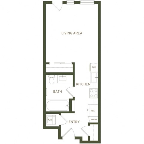 Floor plan for studio, 1 bath, 487 sqft